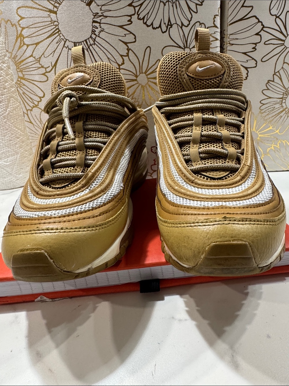 Nike Air Max 97 Metallic Gold and White Sneakers 921733-702